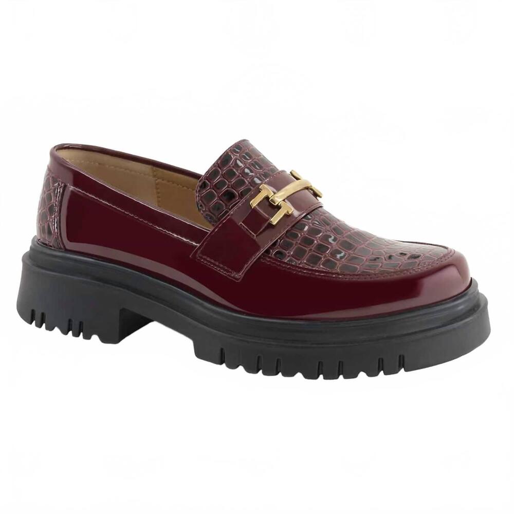 NEW ANDREA women's platform loafer in burgundy